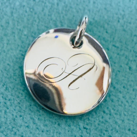 Tiffany & Co. 925 Silver  Notes Letter Initial A Round Disc Charm - Picture 1 of 8